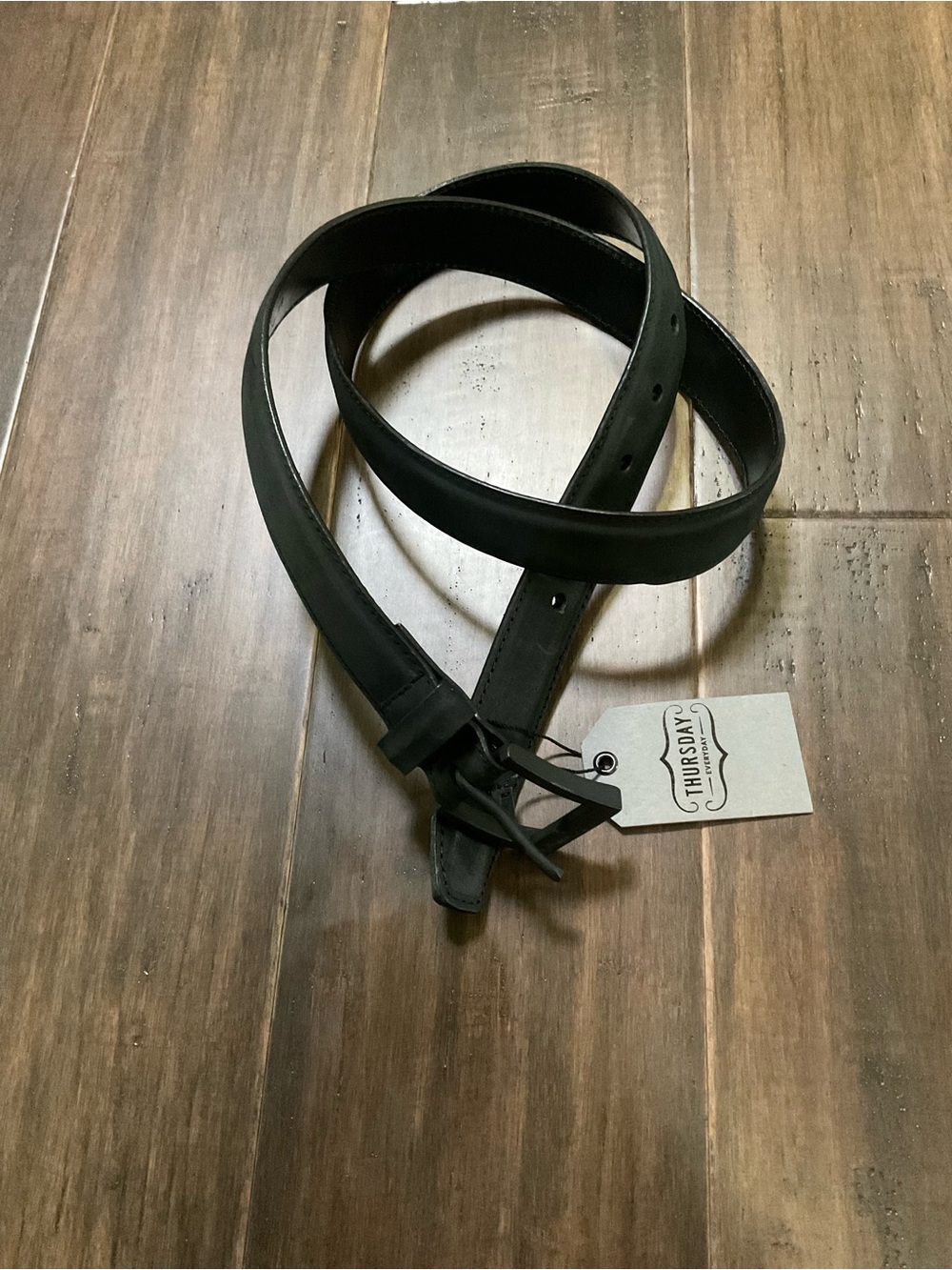 Thursday Men Black Matte Heritage Leather Belt Size 34